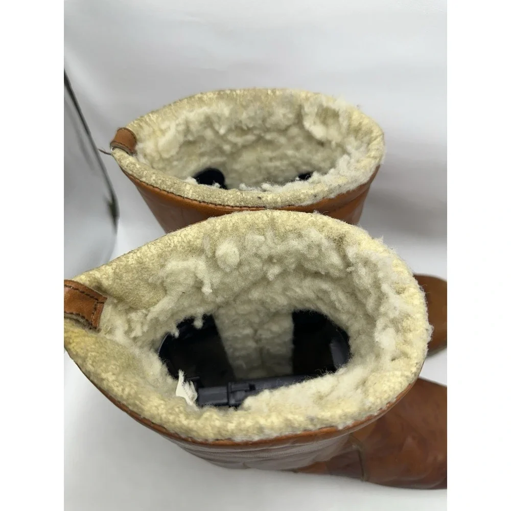 DEXTER Leather Sherpa Winter Boots Womens 11 Quilted Gumsole USA Made‎ Vintage